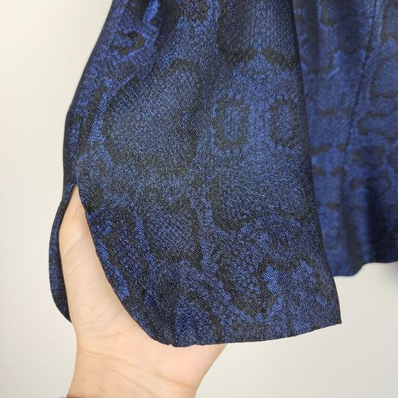 Bigio Animal Print Blazer Blue Black Snakeskin Jacket Acetate Size 10 - Picture 12 of 15